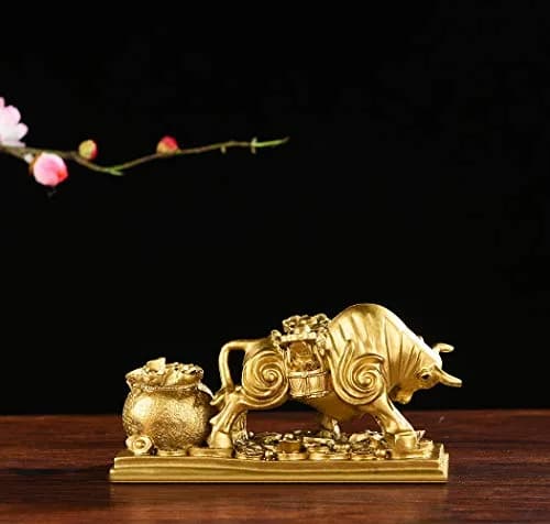 BRASSTAR Gold Resin Feng Shui Bull Statue 13.5cm (5.3in) | Attracts Wealth & Fortune thumbnail 4