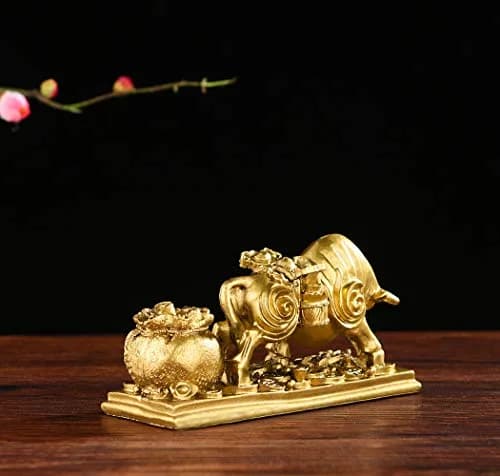 BRASSTAR Gold Resin Feng Shui Bull Statue 13.5cm (5.3in) | Attracts Wealth & Fortune thumbnail 5