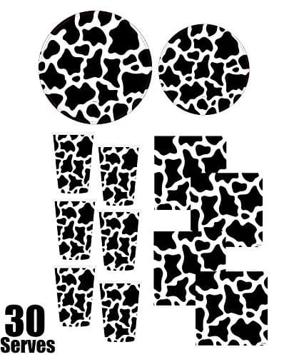 Oojami Cow Print Party Supplies Pack for 30 Guests | 120 Pcs Dinner Plates, Dessert Plates, Cups, Napkins thumbnail 6