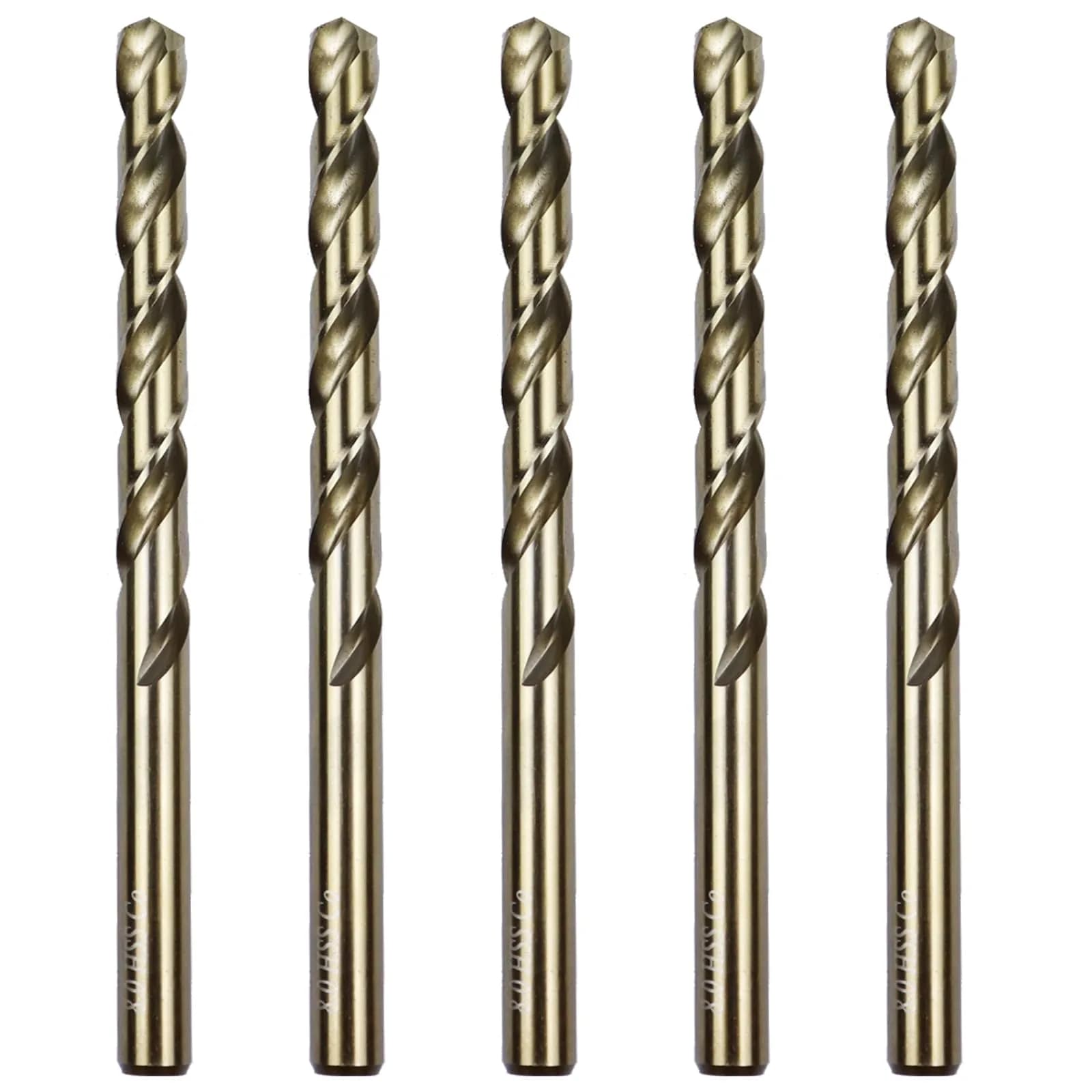 Sipery M35 Cobalt Drill Bit Set 8mm | High Speed Steel Jobber Length, 5 Pack, for Steel & Hard Metals