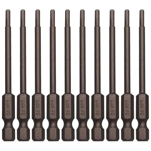 Sipery H2.5 Hex Head Allen Wrench Drill Bits 2.5mm (0.1 inch) S2 Steel Magnetic 75mm (3 Inch) 10-Pack | Precision Tooling for Indian Workshops thumbnail 1