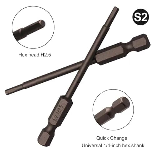 Sipery H2.5 Hex Head Allen Wrench Drill Bits 2.5mm (0.1 inch) S2 Steel Magnetic 75mm (3 Inch) 10-Pack | Precision Tooling for Indian Workshops thumbnail 2