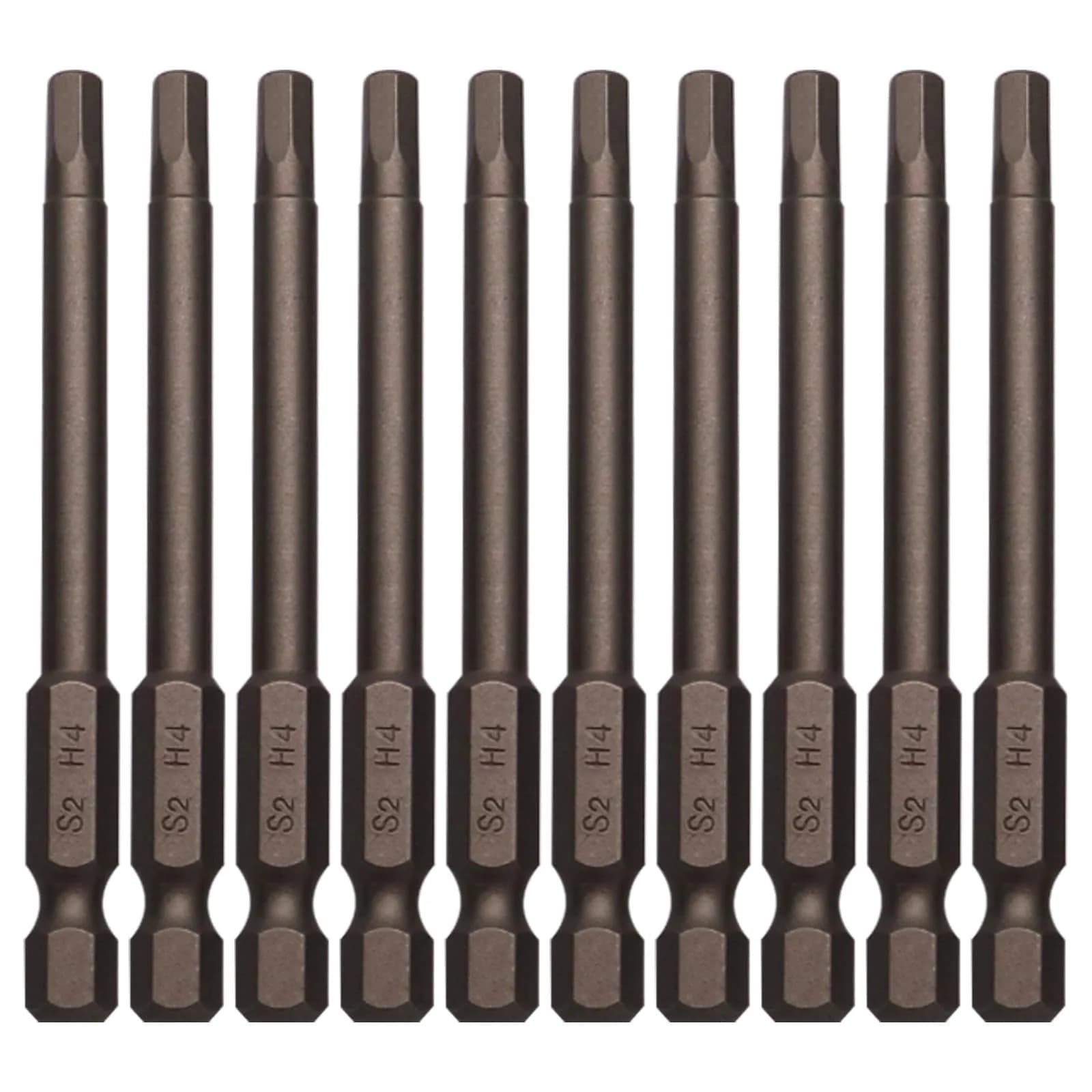 Sipery H6 Hex Head Allen Wrench Drill Bits 6mm (0.24 Inch) S2 Steel Magnetic 75mm (3 Inch) Long 10-Pack | For Power Drills & Screwdrivers — H4 (4mm / 0.16inch)