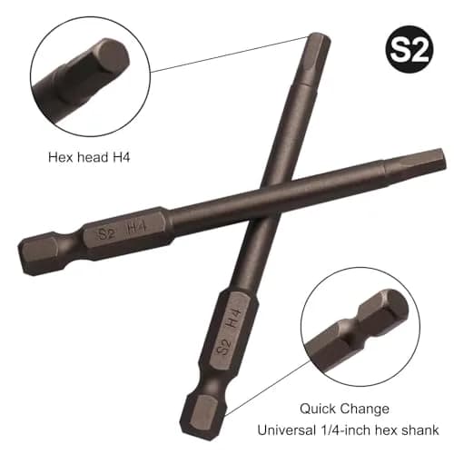 Sipery H4 Hex Allen Wrench Drill Bits 4mm (0.16 Inch) S2 Steel Magnetic 1/4 Inch Hex Shank 75mm (3 Inch) Long 10 Pack thumbnail 2