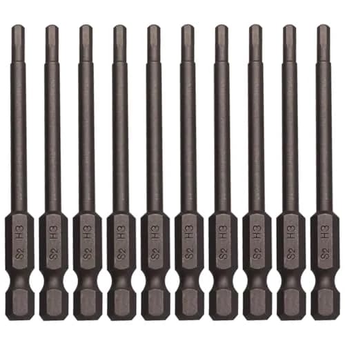 Sipery H3 3mm Hex Allen Wrench Drill Bits 75mm (3 Inch) S2 Steel Magnetic 10-Piece Set | For Power Drills & Screwdrivers thumbnail 1