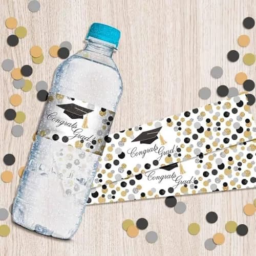 Amanda Creation Confetti Polka Dot Water Bottle Labels Waterproof 20 Pack | 1.75" x 8.5" Waterproof Vinyl Labels for Party thumbnail 9