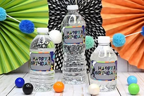 Amanda Creation Splatter Paintball Water Bottle Labels 20-Pack | Waterproof Vinyl Wraps for Parties thumbnail 2