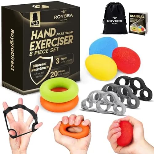 roygra Grip Strength Trainer (8 Pack) | Hand & Finger Exercise Devices for All Ages thumbnail 1