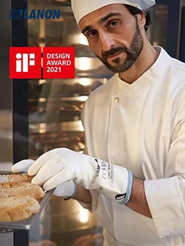 LANON Liquid Silicone Oven Mitt,Heat Resistant,CoralAir Liner,White,XXLarge | Food Grade Silicone & CoralAir Insulation thumbnail 3