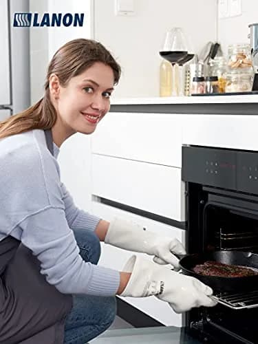 LANON Liquid Silicone Oven Mitts 11.8 Inch | Heat Resistant, BPA Free, Food Grade, Water & Cold Resistant thumbnail 4