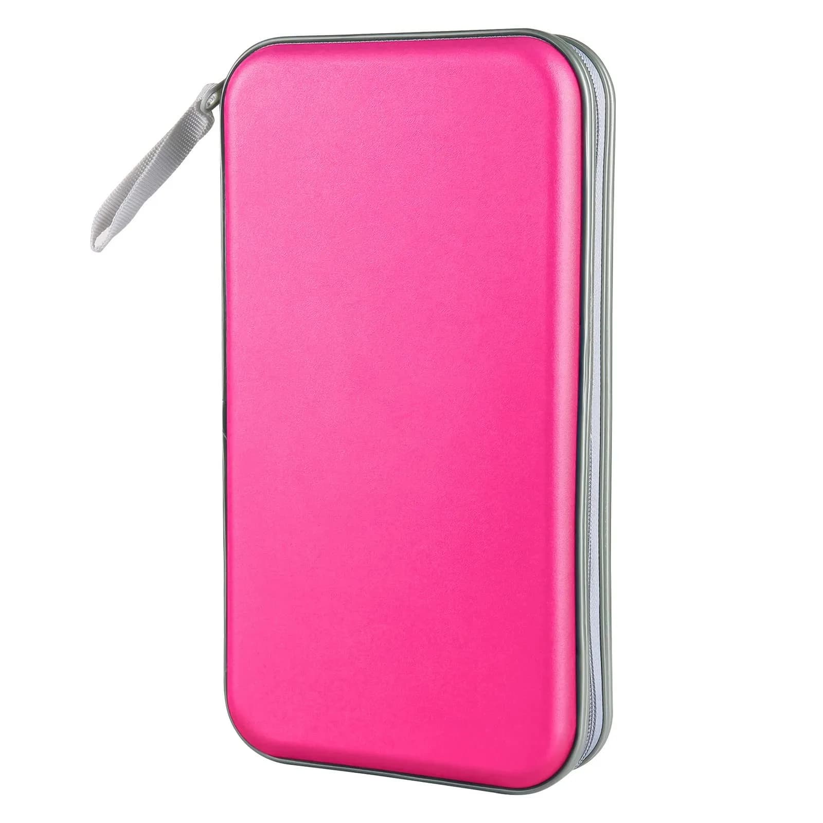 Siveit 80 CD/DVD Case Holder - Hot Pink Hard Plastic Zippered Wallet