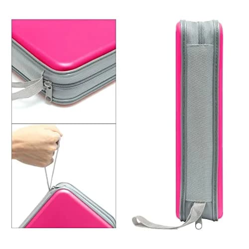 Siveit 80 CD/DVD Case Holder - Hot Pink Hard Plastic Zippered Wallet thumbnail 3