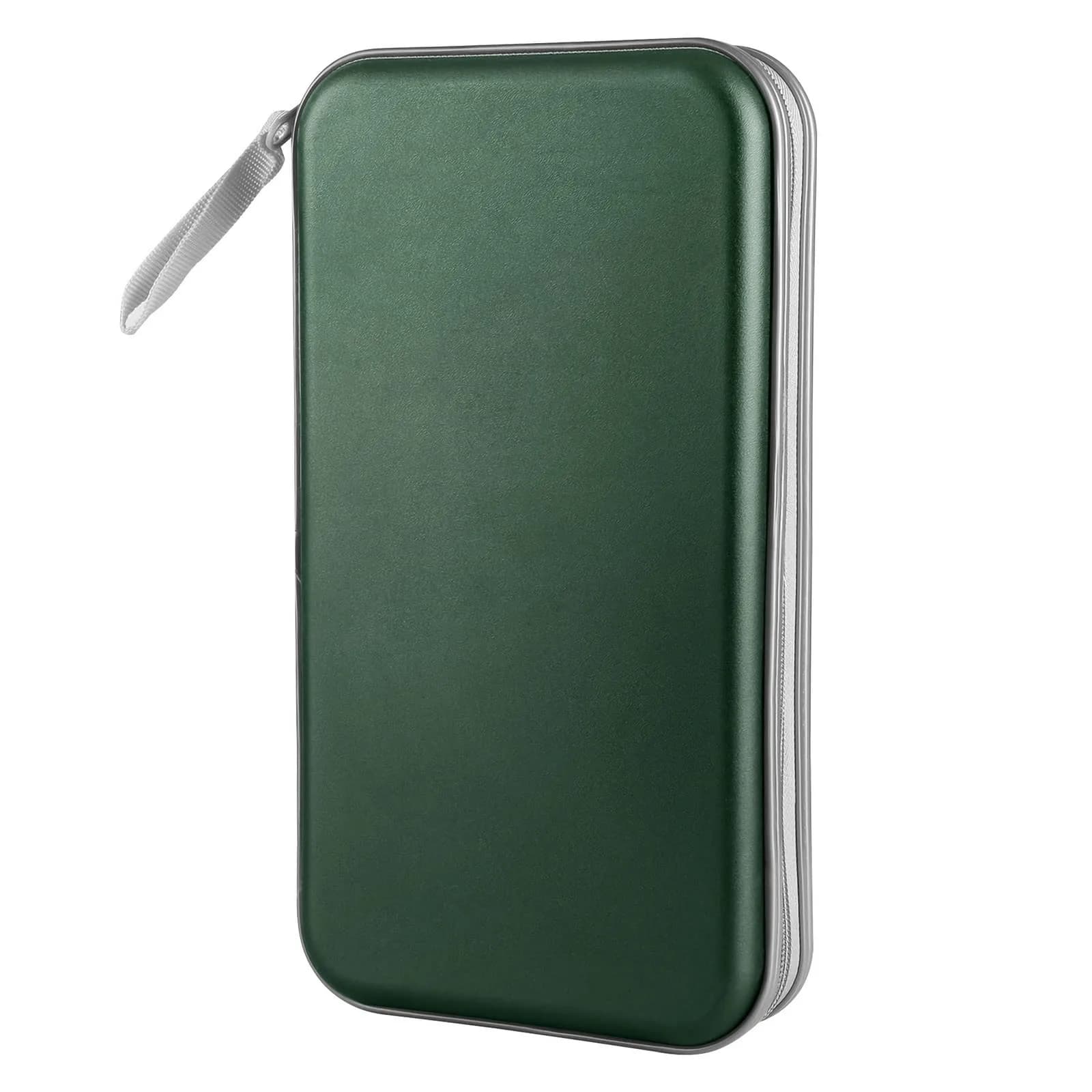 Siveit 80 Capacity CD/DVD Case Holder in Dark Green - Hard Plastic Zippered Wallet