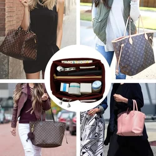 OMYSTYLE Dark Red Large Felt Organizer Insert | Keeps Handbags Tidy & Structured thumbnail 5