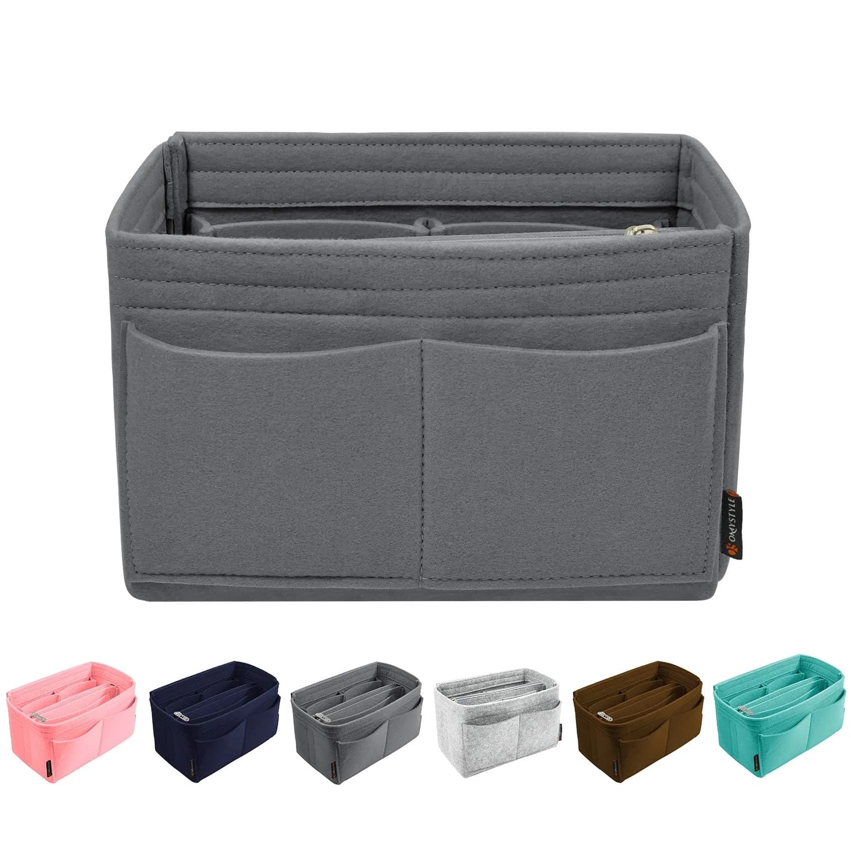 OMYSTYLE Dark Grey Felt Tote Bag Organizer Insert with 13 Pockets, Medium Size | Keeps Handbags Tidy