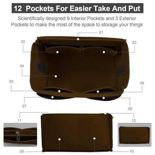OMYSTYLE Dark Brown X-Large Felt Organizer Insert | 13 Pockets, 200g thumbnail 3