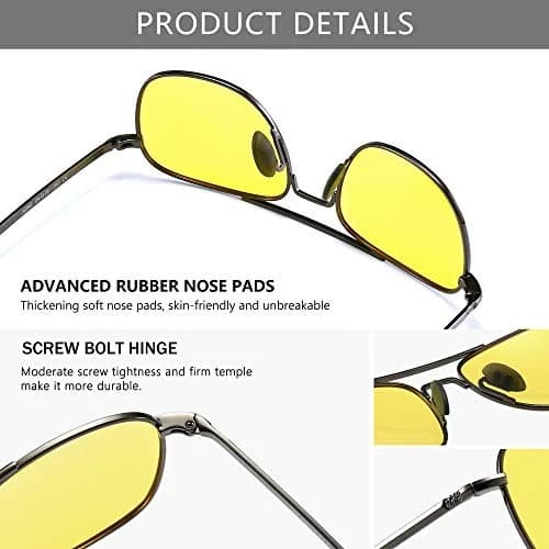 SUNGAIT Men's Military Style Polarized Pilot Aviator Sunglasses with Bayonet Temples | Night Driving & Low Light Vision thumbnail 4