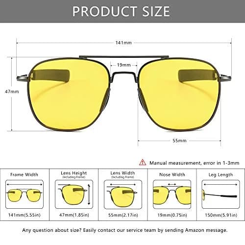 SUNGAIT Men's Military Style Polarized Pilot Aviator Sunglasses with Bayonet Temples | Night Driving & Low Light Vision thumbnail 5