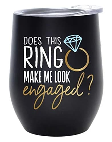 Tipit Drinkware 12 oz Stainless Steel Wine Tumbler with Lid | Engaged Gift for Her thumbnail 1