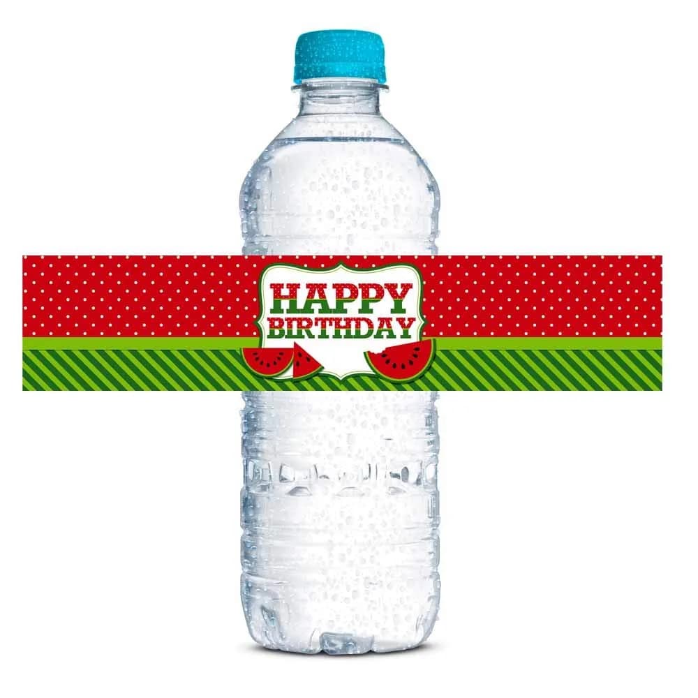 Amanda Creation Water Bottle Stickers Watermelon Birthday Waterproof 20 Labels | Waterproof, USA Design - main product image