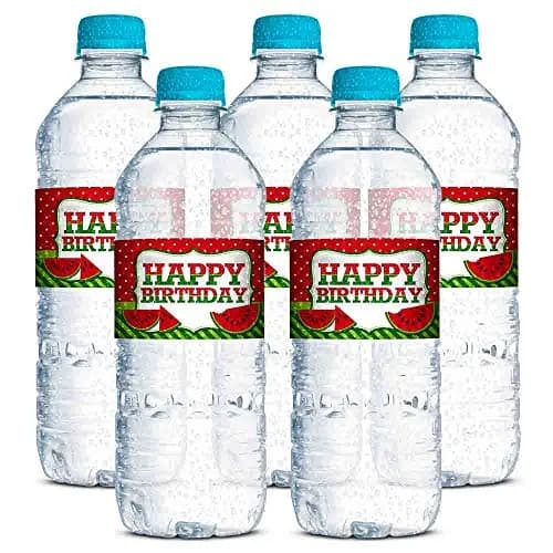 Amanda Creation Water Bottle Stickers Watermelon Birthday Waterproof 20 Labels | Waterproof, USA Design thumbnail 3