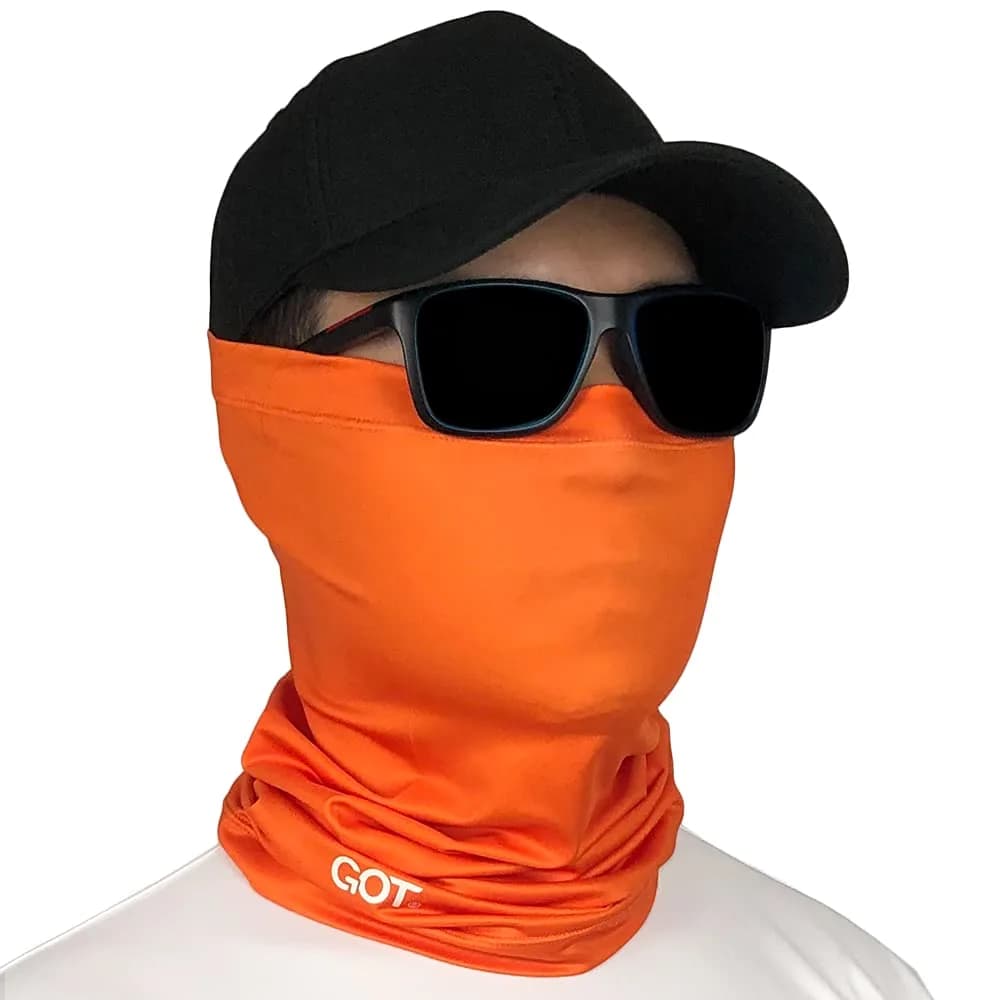 GOT Sports UPF 50+ Fishing Neck Gaiter - UV Face Mask Sun Protection (Midnight Black) | Breathable, Lightweight & Versatile — Blaze Orange