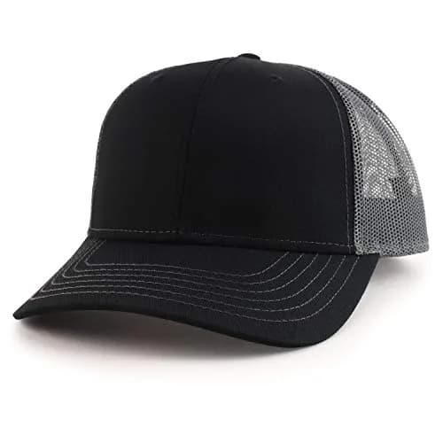 Armycrew Oversize XXL Low Profile Two Tone Mesh Back Trucker Baseball Cap - Black Charcoal | Adjustable Snapback thumbnail 1