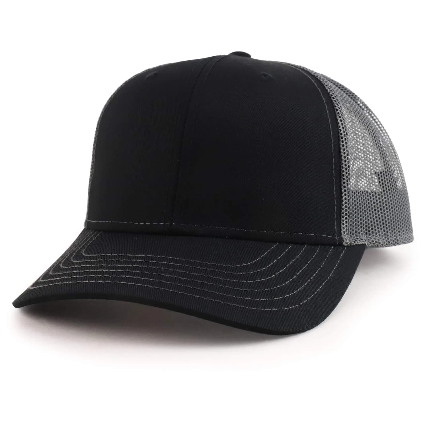 Armycrew Oversize XXL Low Profile Two Tone Mesh Back Trucker Baseball Cap - Black Charcoal | Adjustable Snapback - main product image