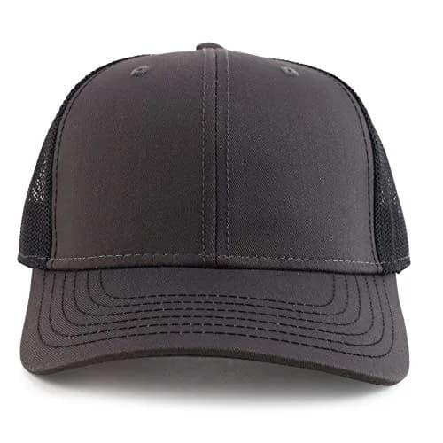 Armycrew Oversize XXL Low Profile Two Tone Mesh Back Trucker Baseball Cap - Charcoal Black - 2XL thumbnail 2