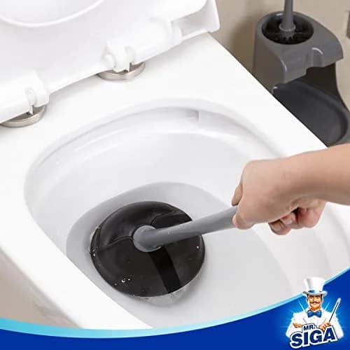 MR.SIGA Toilet Plunger and Bowl Brush Combo for Bathroom Cleaning, Gray | Heavy Duty Rubber Plunger & Nylon Brush thumbnail 4
