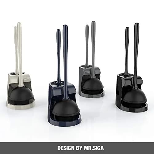 MR.SIGA Toilet Plunger and Bowl Brush Combo for Bathroom Cleaning, Gray | Heavy Duty Rubber Plunger & Nylon Brush thumbnail 8