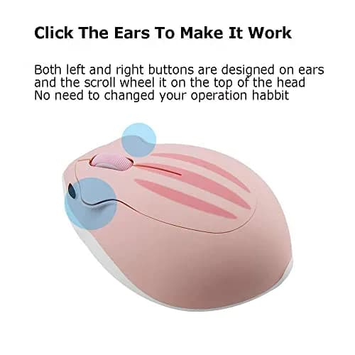 SHARE SUNSHINE Cute Hamster Wireless Mouse Pink | 1200 DPI Optical Sensor, 2.4GHz Wireless, Ergonomic Design thumbnail 7