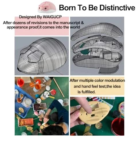 SHARE SUNSHINE Cute Hamster Wireless Mouse Pink | 1200 DPI Optical Sensor, 2.4GHz Wireless, Ergonomic Design thumbnail 8