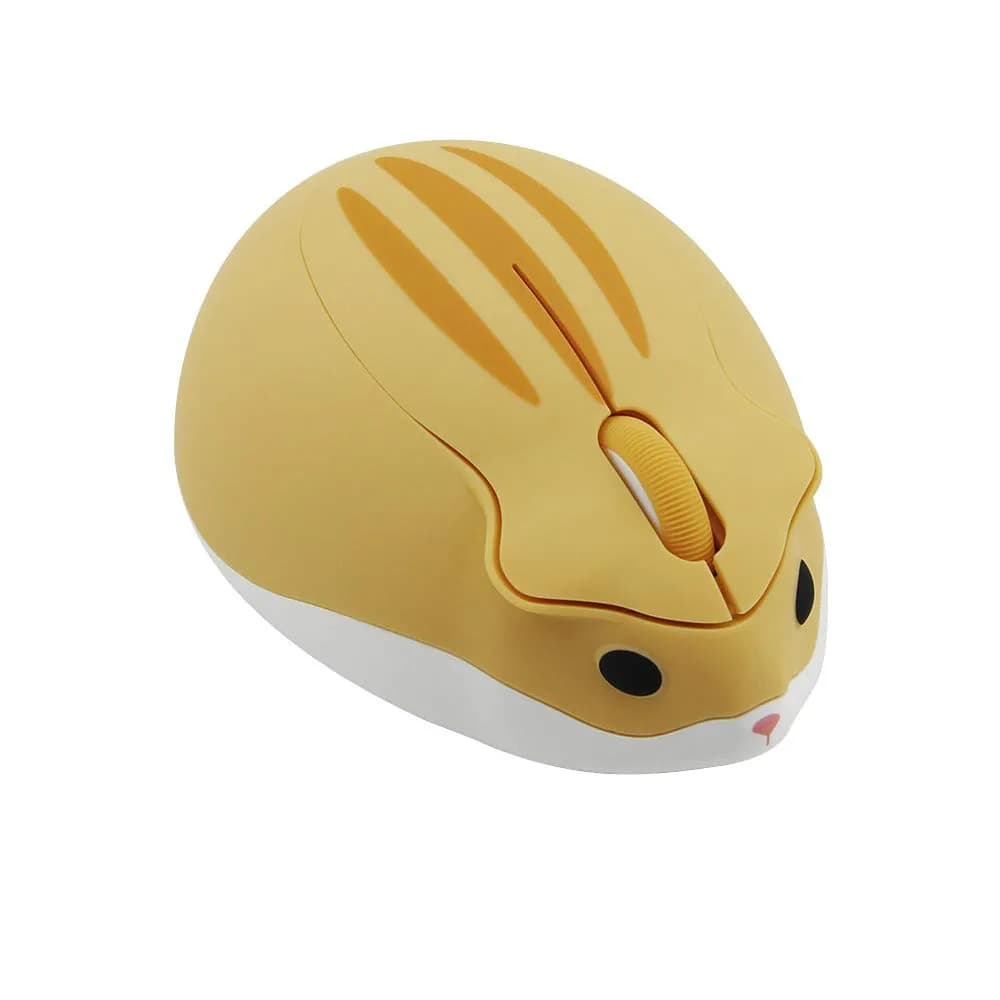 SHARE SUNSHINE Cute Hamster Wireless Mouse Pink | 1200 DPI Optical Sensor, 2.4GHz Wireless, Ergonomic Design — Yellow