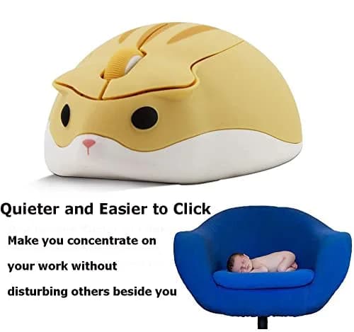 SHARE SUNSHINE 2.4GHz Wireless Hamster Mouse 1200DPI | Cute, No Noise, Portable, for PC & Mac (Yellow) thumbnail 6