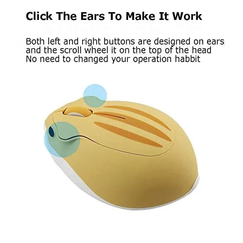 SHARE SUNSHINE 2.4GHz Wireless Hamster Mouse 1200DPI | Cute, No Noise, Portable, for PC & Mac (Yellow) thumbnail 7