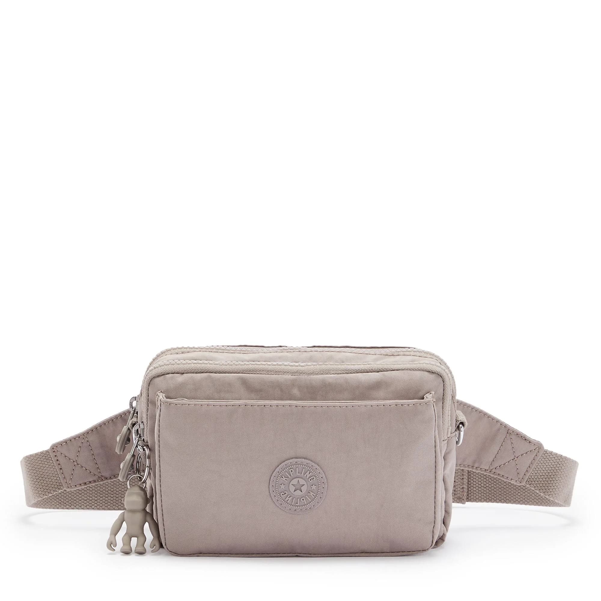 Kipling Abanu Medium Crossbody Bag 25cm (9.8in) | Lightweight Nylon Multi-Compartment Bag — Grey Gris