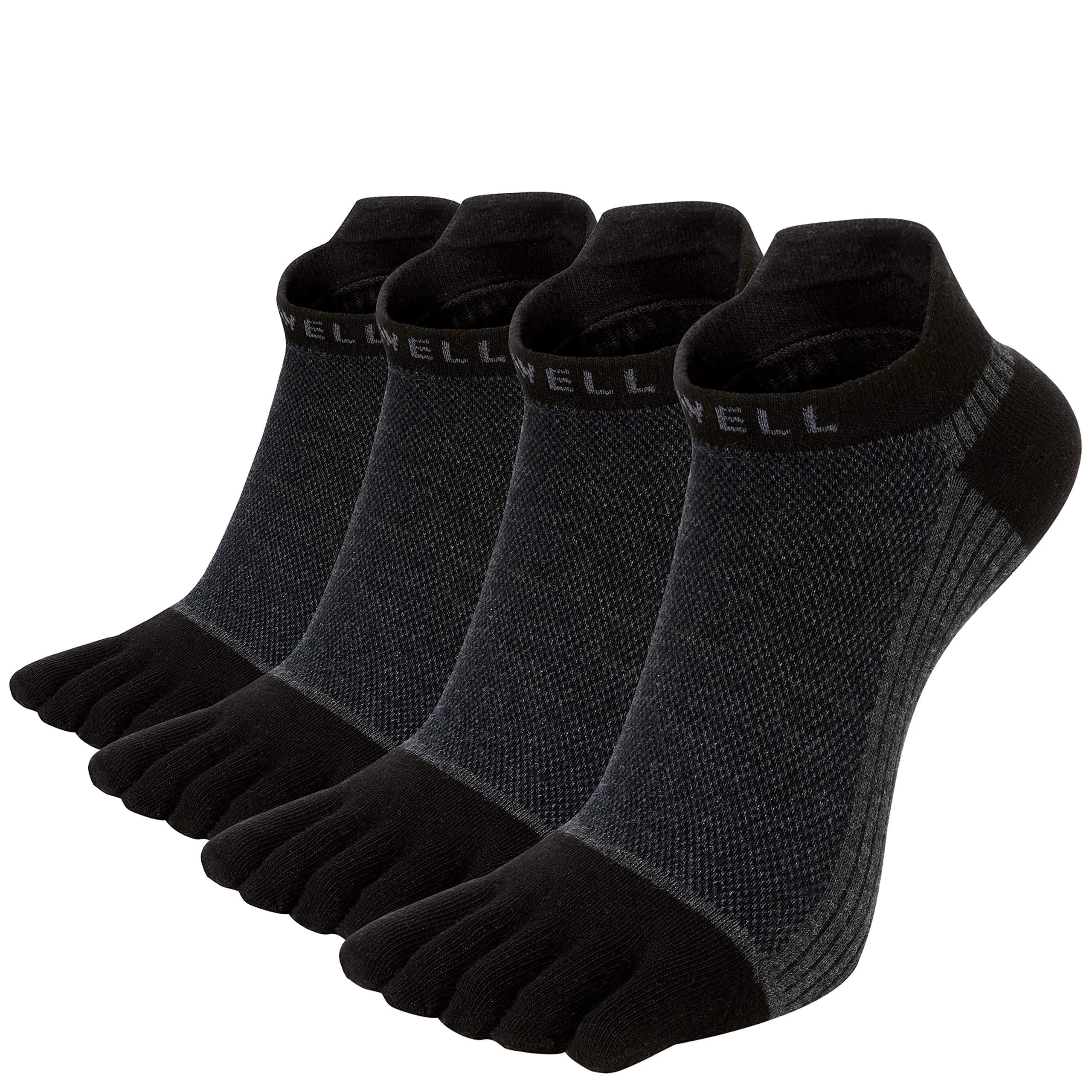 VWELL Cotton Toe Socks Five Finger Socks No Show Crew Athletic Running Socks 4 Pairs | Moisture Wicking & Soft Comfort - main product image
