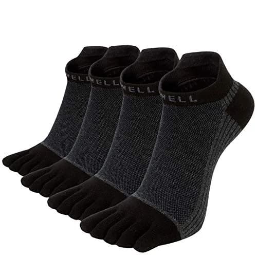 VWELL Cotton Toe Socks Five Finger Socks No Show Crew Athletic Running Socks 4 Pairs | Moisture Wicking & Soft Comfort thumbnail 1