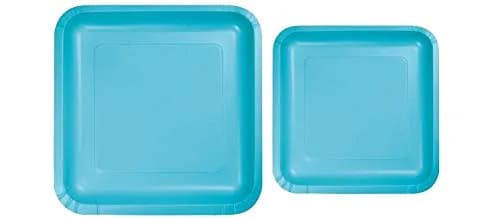 Oojami Teal Paper Plates Set – 50x 9-Inch Dinner & 50x 7-Inch Dessert Plates | Square Disposable Tableware for Parties thumbnail 1