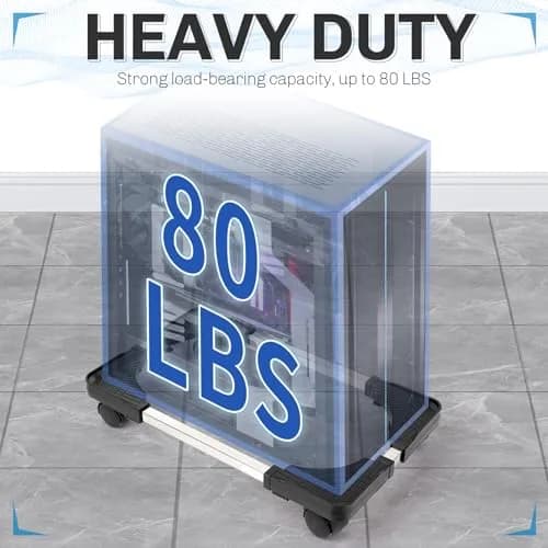 Liitrton Portable CPU Stand Adjustable Tower Support Fits Most PC | Non-slip, Sturdy Steel & ABS, Lockable Casters thumbnail 5