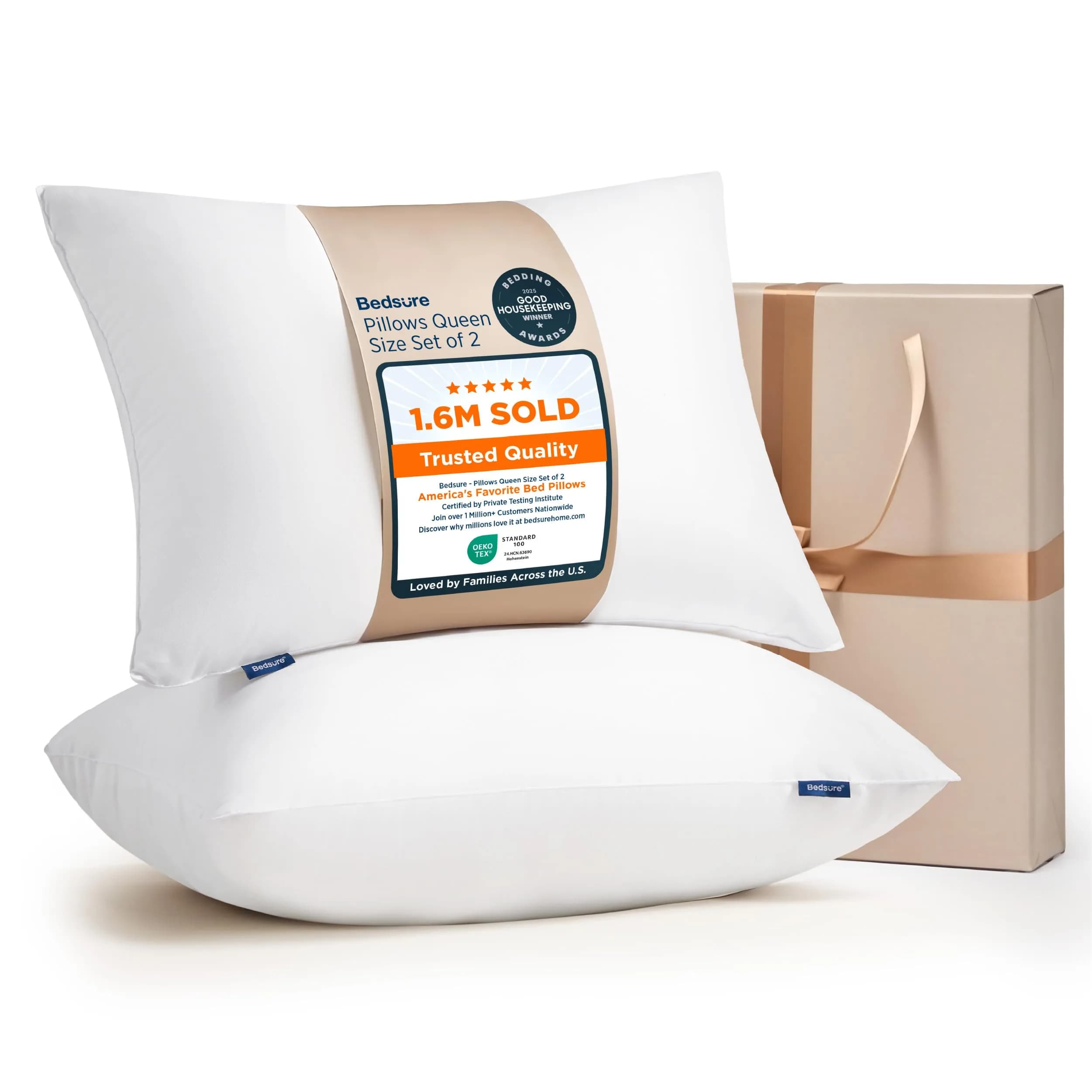 Bedsure Pillow Set of 2 | Hotel Quality, Supportive & Breathable, 20x26in, White