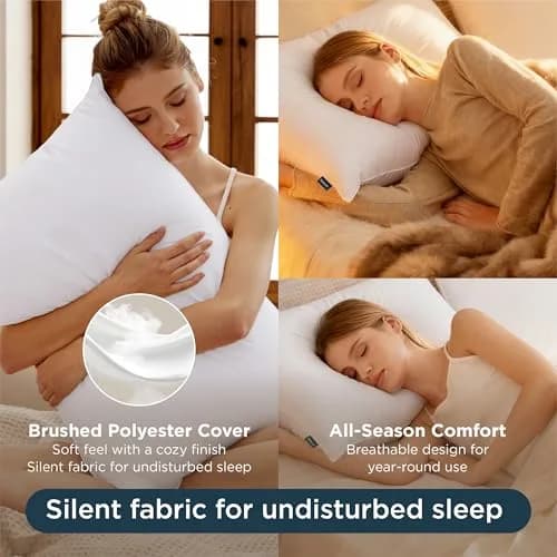 Bedsure Pillow Set of 2 | Hotel Quality, Supportive & Breathable, 20x26in, White thumbnail 4