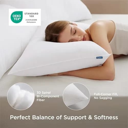 Bedsure Pillow Set of 2 | Hotel Quality, Supportive & Breathable, 20x26in, White thumbnail 3