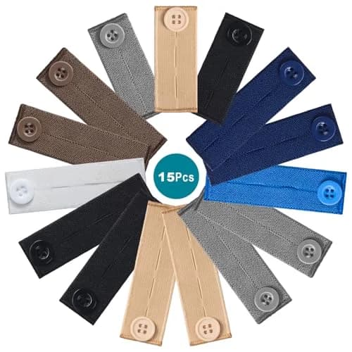 YUANHANG Adjustable Elastic Button Extender for Pants | 15 Pcs, 7 Colors, 2 Lengths, Suitable for Women & Men thumbnail 7
