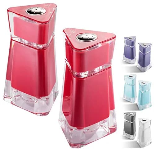 MITBAK Red Acrylic Salt and Pepper Shakers (2 Piece Set, 118ml/4oz) | Consistent Seasoning Dispensers for Kitchen & Dining thumbnail 1