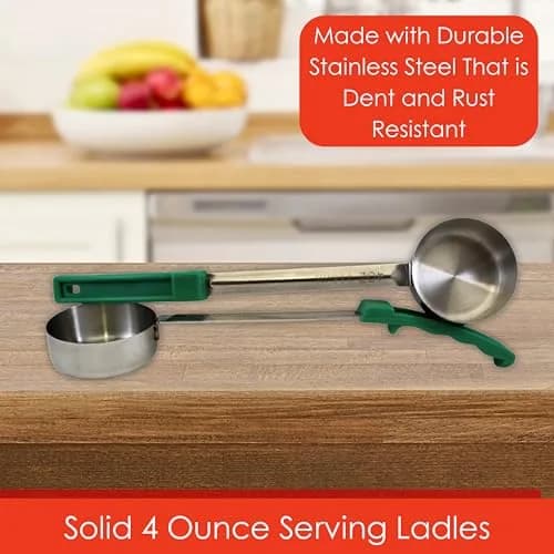 Habanerofire 4 oz (118 ml) Solid Stainless Steel Portion Control Ladle Spoodle - Pack of 2 | Commercial Grade for Soups & Sauces thumbnail 3