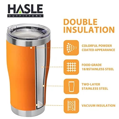 HASLE OUTFITTERS 20 oz Stainless Steel Tumbler with Lid | Vacuum Insulated, Orange, 1 Pack thumbnail 3