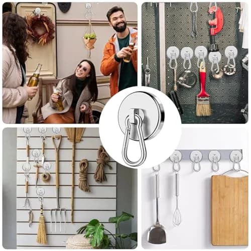 E BAVITE Heavy Duty Magnetic Hooks 110 lbs Capacity | Swivel Carabiner, Neodymium, 4 Pack thumbnail 6