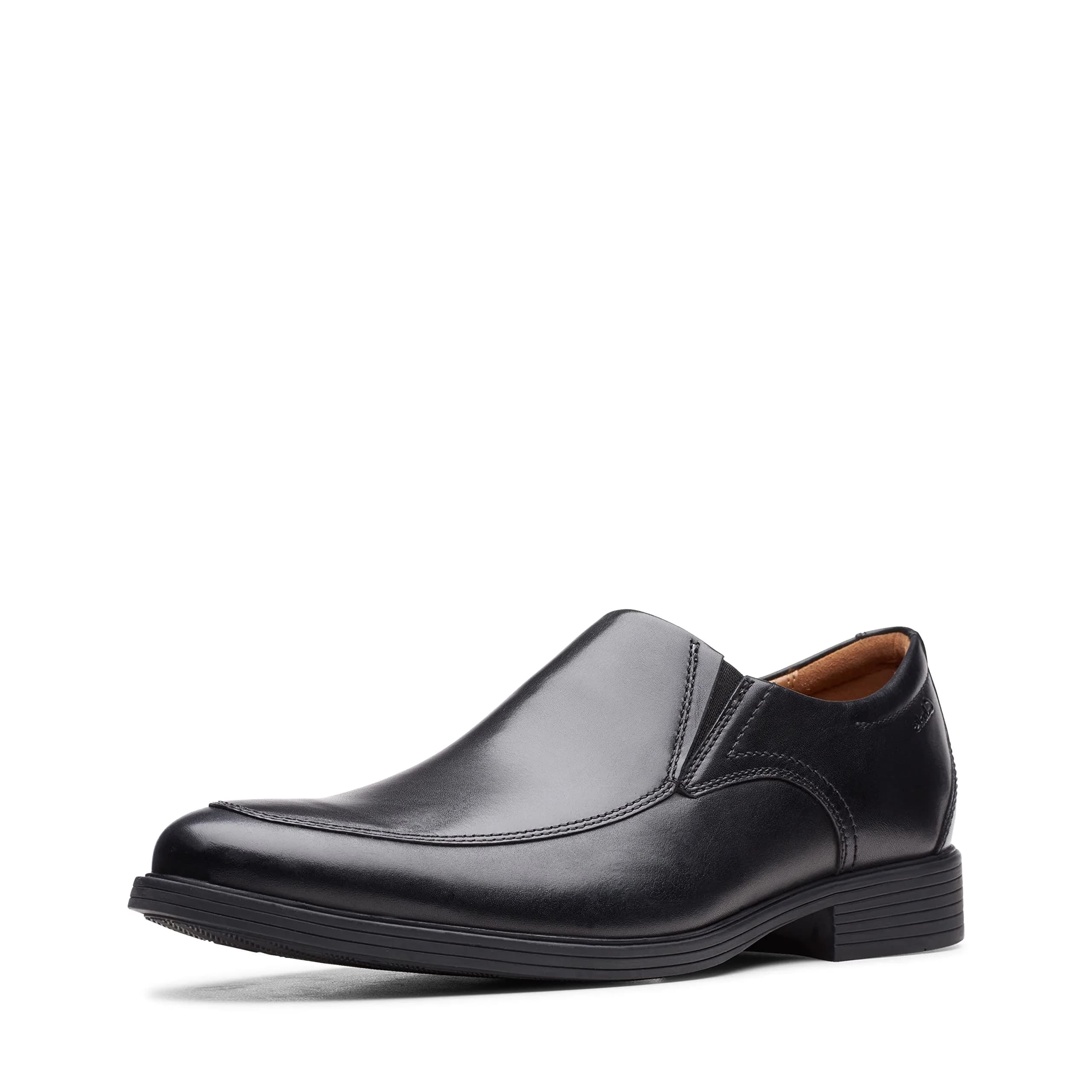 Clarks Whiddon Step Loafer Black Leather 12 Wide | Slip-On Dress Shoe with OrthoLite Support - main product image